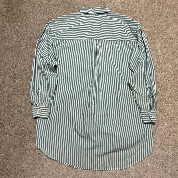 Gap Green/White Striped Preppy Button Up Small - Picture 3 of 7